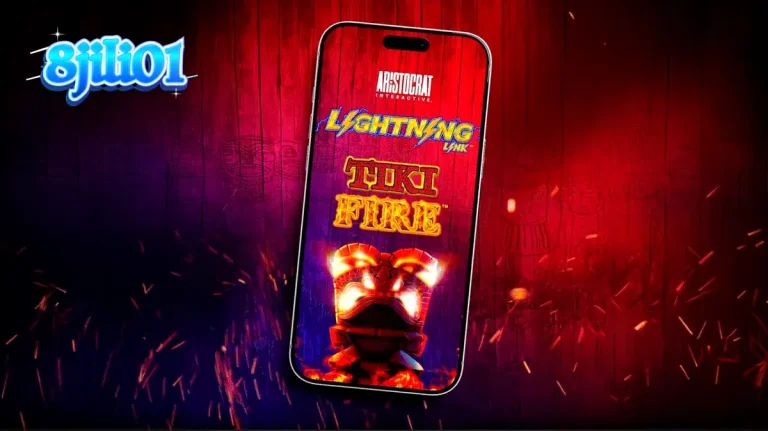 Tampilan visual slot Tiki Fire dengan nuansa Polinesia